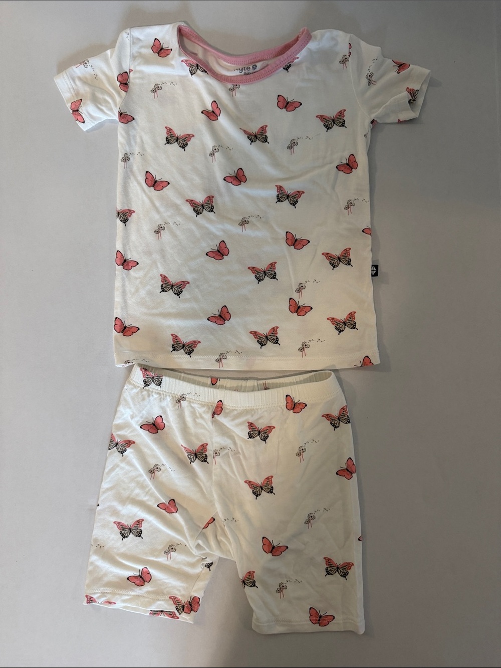 NWOT Kyte BABY White and Pink Butterfly Short Sleeve Pajama Set